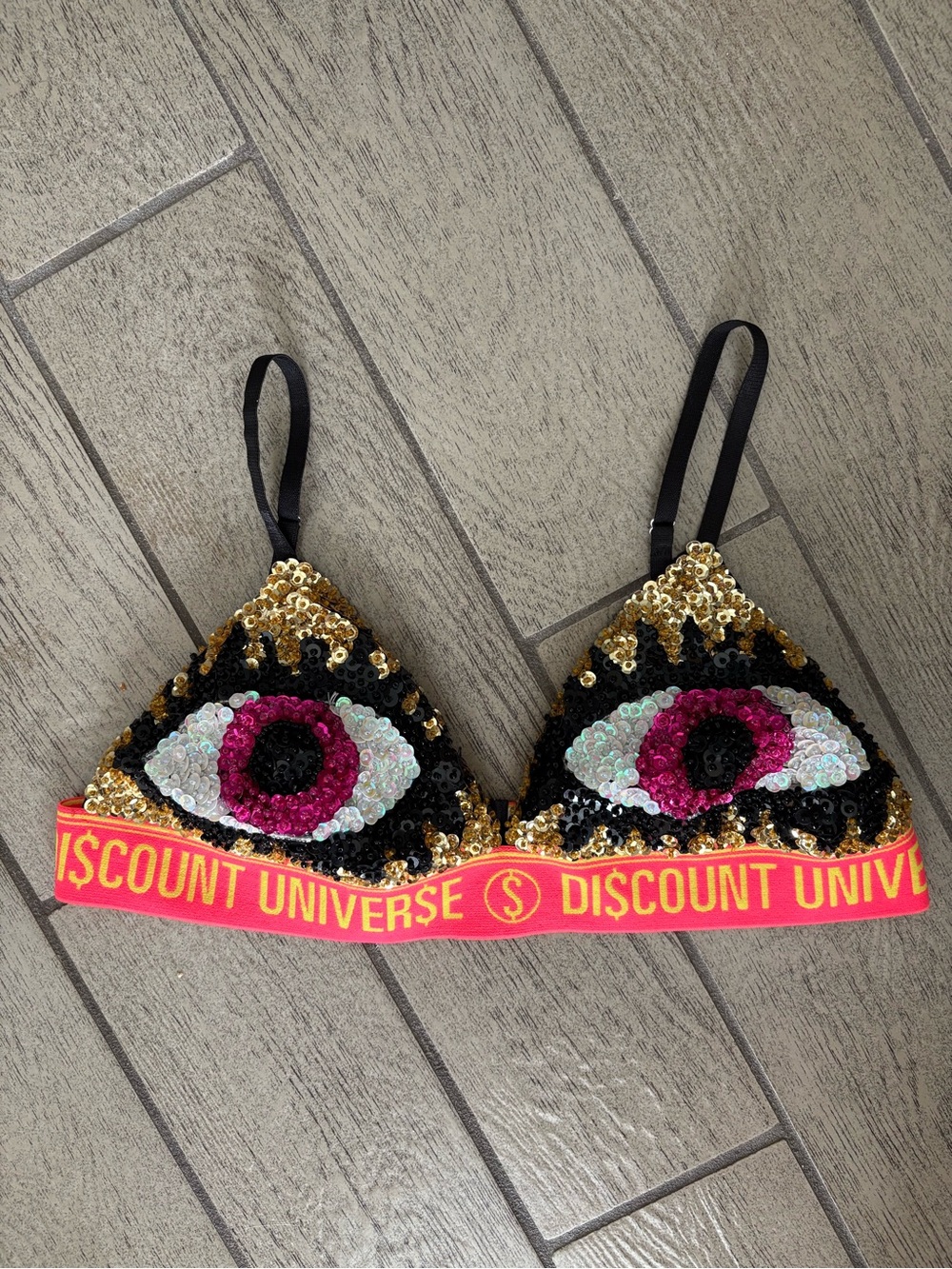 Discount Universe Sequin Eye Bikini Top